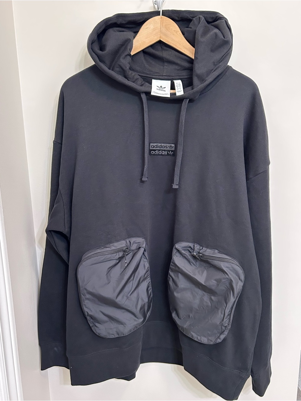 adidas Men's Black R.Y.V. Loose Fit Hoodie with Front Zip Pockets